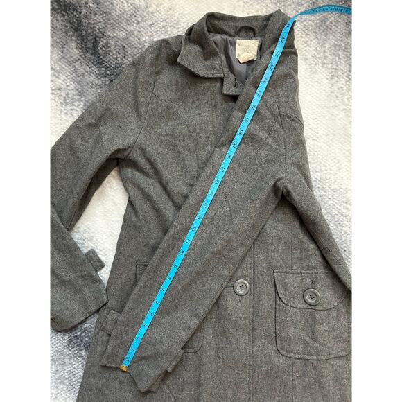 Basic Edge Clothing Gray Button Lined Pea Coat Wool Blend Women Size Medium - Picture 6 of 7